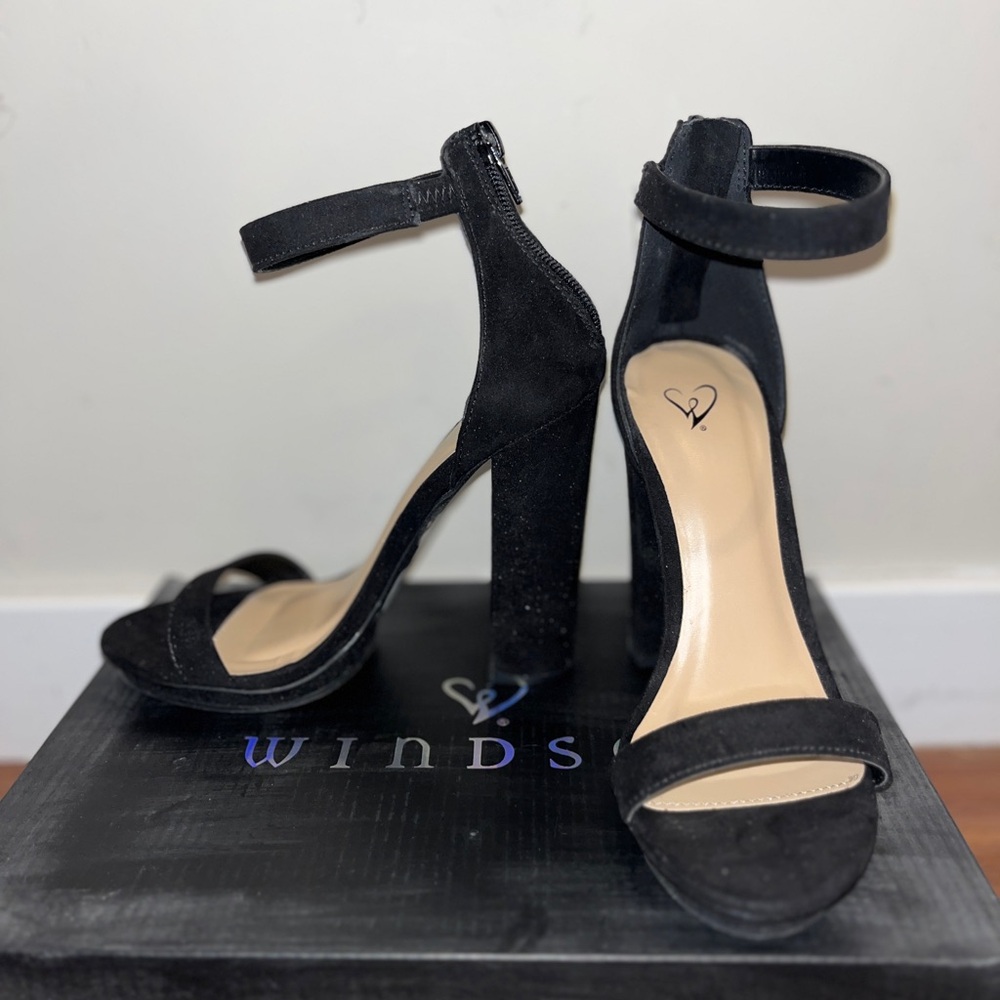 Windsor Black Suede Heeled Sandals